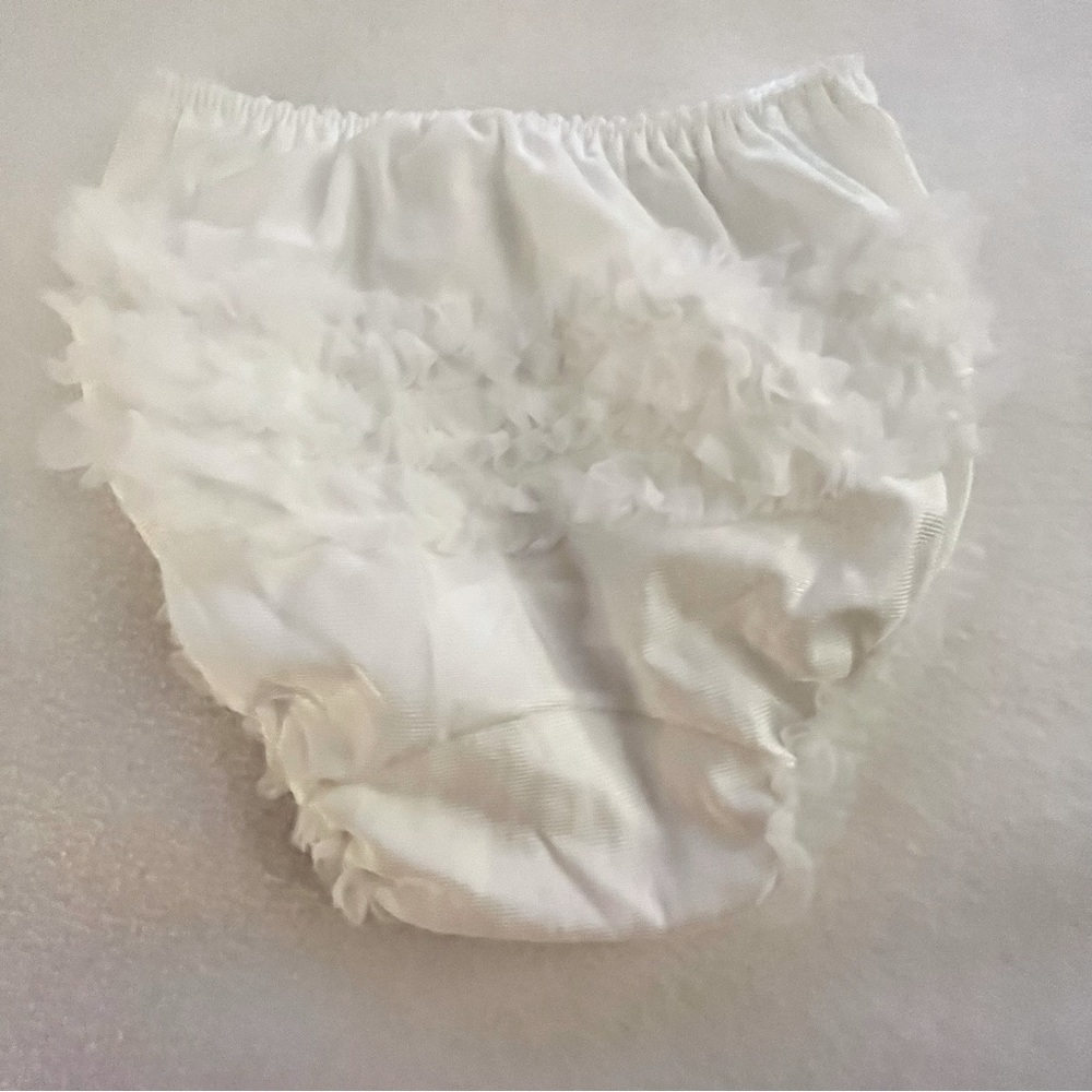 White Diaper Cover with Frilly Bottom